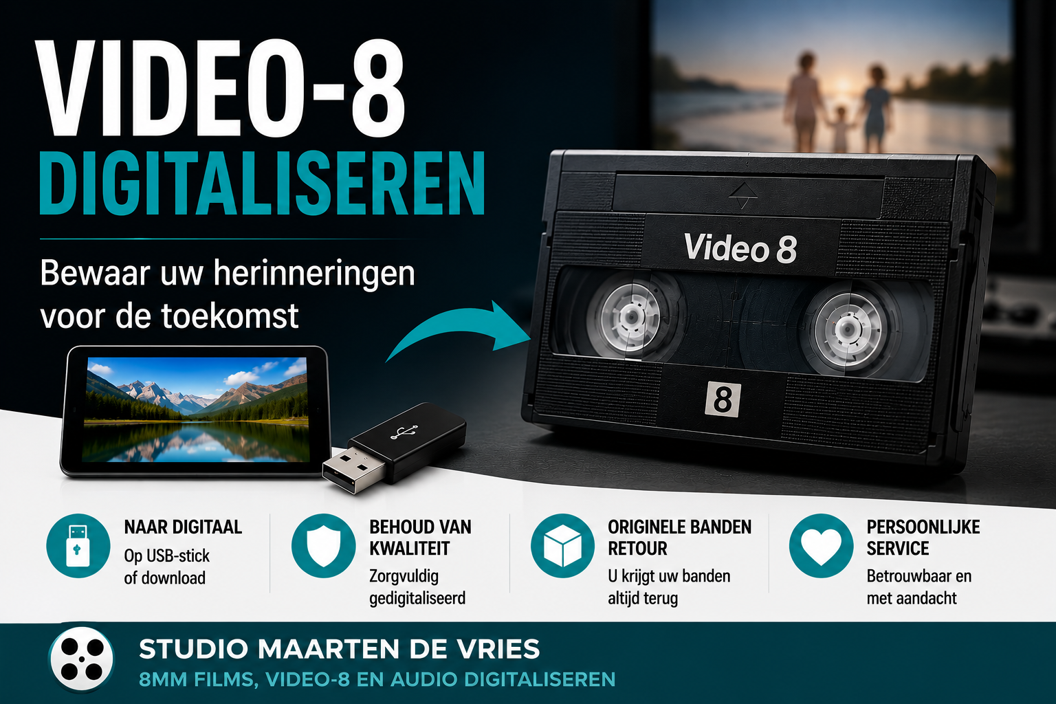 Video8 digitaliseren naar USB-stick bij Studio Maarten de Vries